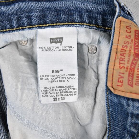 Levis Jeans 559 Mens 33x30 (32x28 Meas) Relaxed Straight Blue Denim - Picture 4 of 11